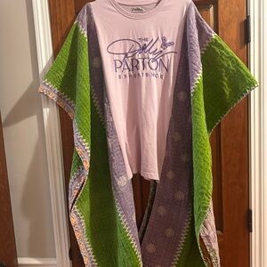 Dolly Parton Kantha Poncho Plus Size Upcycled